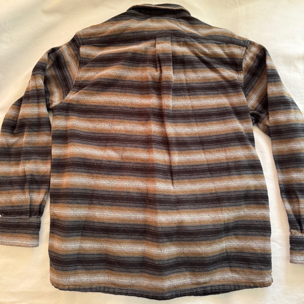 Men's Casual Striped Button-Down Shirt - Brown & Gray